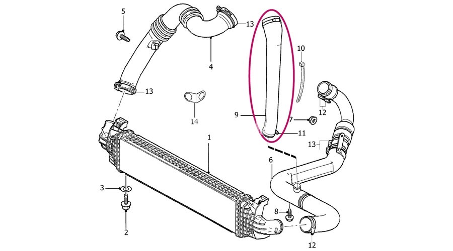 Utángyártott Turbócső, Intercooler előtt - motor között D4204T 30758467 2. kép