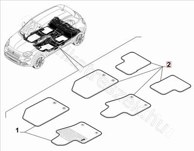 Autószőnyeg garnitúra 500X -  - 735648130, 735626328 -  - FIAT eredeti Eredeti új 735648130