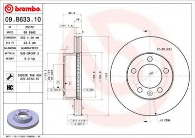 BREMBO 09.B633.10 - féktárcsa NISSAN OPEL RENAULT VAUXHALL