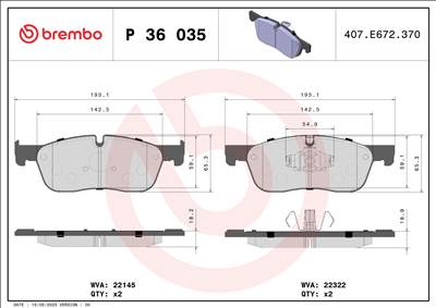 BREMBO P 36 035 - fékbetét JAGUAR JAGUAR (CHERY) LAND ROVER