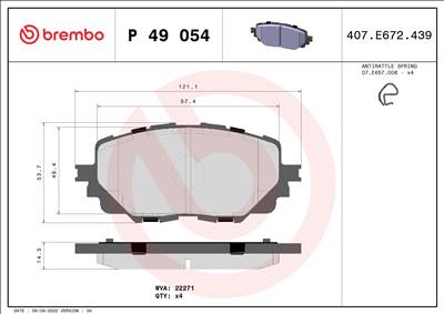 BREMBO P 49 054 - fékbetét ABARTH FIAT MAZDA