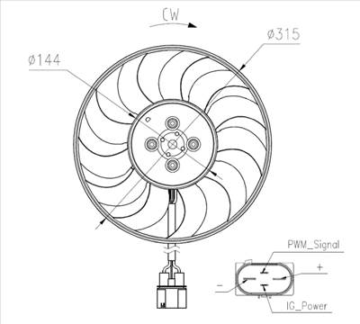NRF 47970 - ventilátor, motorhűtés AUDI SEAT SKODA VW