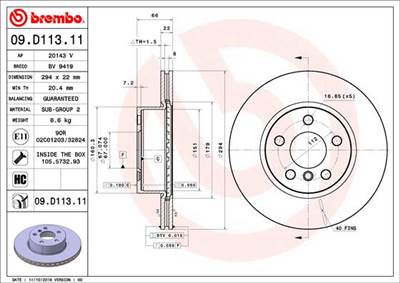 BREMBO 09.D113.11 - féktárcsa BMW