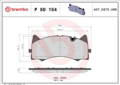 BREMBO P 50 154 - fékbetétkészlet, tárcsafék MERCEDES-BENZ