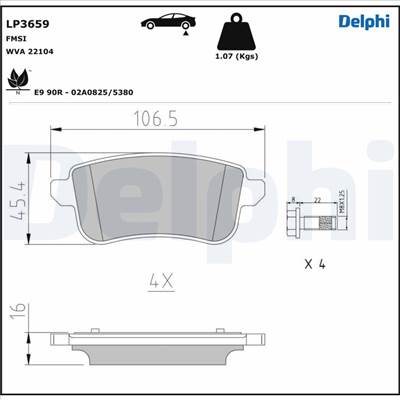 DELPHI LP3659 - fékbetétkészlet, tárcsafék NISSAN RENAULT