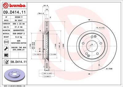 BREMBO 09.D414.11 - féktárcsa SSANGYONG