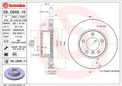 BREMBO 09.C649.11 - féktárcsa BMW BMW (BRILLIANCE)