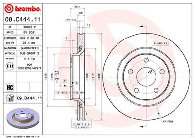 BREMBO 09.D444.11 - féktárcsa JEEP