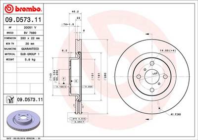 BREMBO 09.D573.11 - féktárcsa TOYOTA