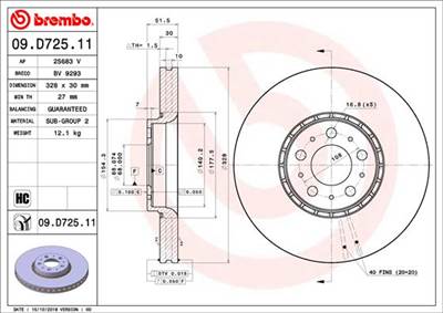 BREMBO 09.D725.11 - féktárcsa VOLVO