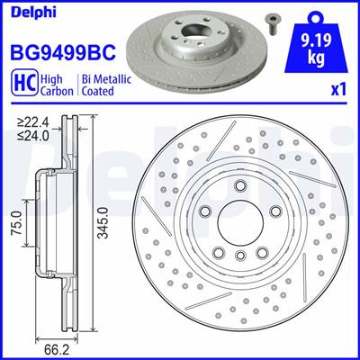 DELPHI BG9499BC - féktárcsa BMW