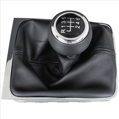 VW Passat CC 08-12 sebességváltó gombfej FEKETE  FEKETE gumiharmonika KRÓM kerettel, 6 SEBESSÉGES