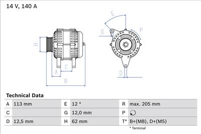 BOSCH 0 986 082 620 - generátor FIAT SUZUKI