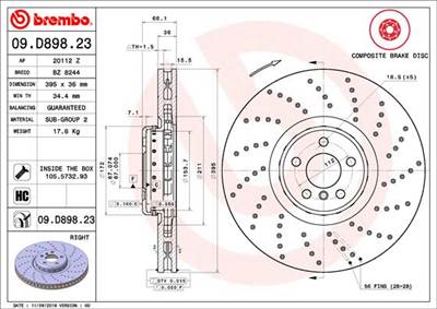 BREMBO 09.D898.23 - féktárcsa BMW