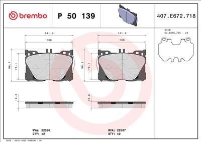 BREMBO P 50 139 - fékbetét MERCEDES-BENZ MERCEDES-BENZ (BBDC)