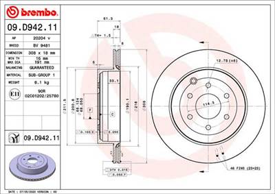BREMBO 09.D942.11 - féktárcsa MERCEDES-BENZ NISSAN