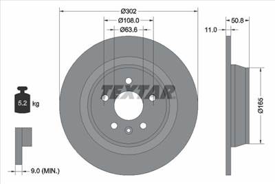 féktárcsa TEXTAR 92159303 for FORD, LAND ROVER
