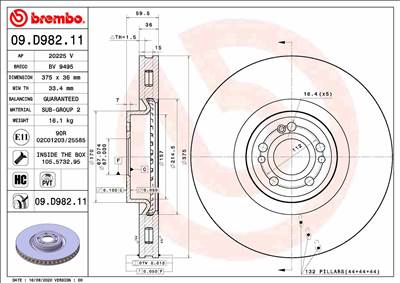 BREMBO 09.D982.11 - féktárcsa MERCEDES-BENZ