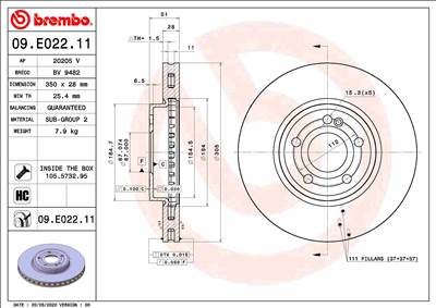 BREMBO 09.E022.11 - féktárcsa MERCEDES-BENZ MERCEDES-BENZ (BBDC)