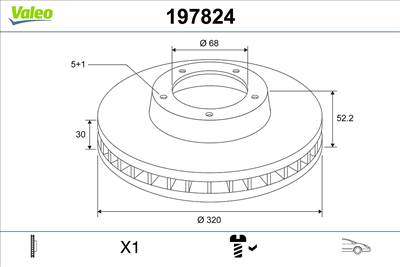 VALEO 197824 - féktárcsa AUDI