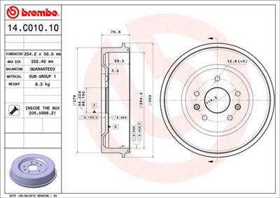 BREMBO 14.C010.10 - fékdob LAND ROVER