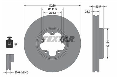 TEXTAR 93260603 - féktárcsa FORD FORD AUSTRALIA