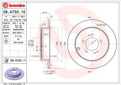 BREMBO 08.A755.11 - féktárcsa CITROËN MITSUBISHI MITSUBISHI (BBDC) PEUGEOT
