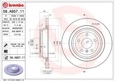 BREMBO 08.A957.11 - féktárcsa BRABUS MERCEDES-BENZ
