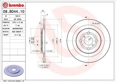BREMBO 08.B044.10 - féktárcsa DAIHATSU TOYOTA