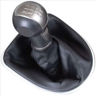 Seat Leon II 2005- sebességváltó gombfej FEKETE-BÉZS  porvédő gumiharmonika krómkerettel 5 SEBESSÉG