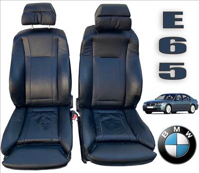 BMW E65 E66 első komfort ülés pár fekete Nasca bőr + Ülésmodulok - 52107147043 52107147044