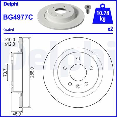 DELPHI BG4977C - féktárcsa OPEL VAUXHALL