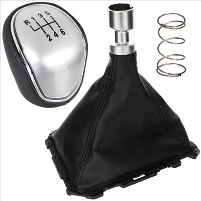 Ford Focus Mk3 11-14 sebességváltó gombfej FEKETE ECOBÕR  SILVER  gumiharmonika kerettel 6 SEBESSÉG