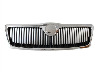 Skoda Octavia II 04-08 hûtőrács a fényszórók között (grill) KRÓM  FEKETE elemekkel