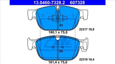ATE Fékbetét, első 345 mm, 18" - 366 mm, 19" 31665288, 31499905