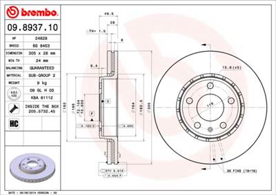 BREMBO 09.8937.11 - féktárcsa NISSAN OPEL RENAULT VAUXHALL