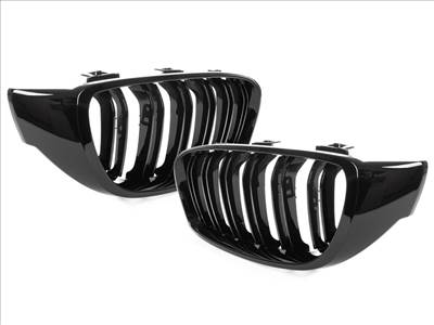 BMW 4 F32 / F33 / F36 13-18 vesék (hûtőrács díszrács) bal  jobb szett BLACK GLOSSY DOUBLE BAR