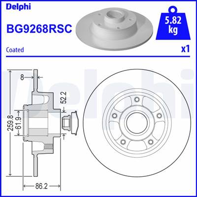 DELPHI BG9268RSC - féktárcsa RENAULT