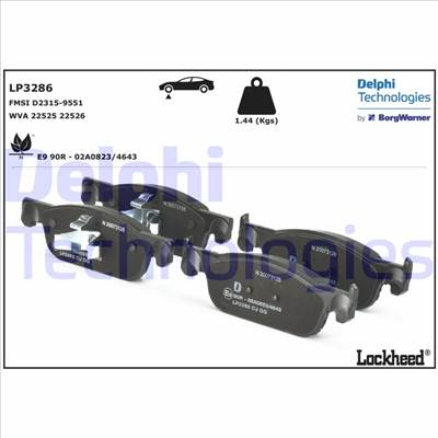DELPHI LP3286 - fékbetét DACIA RENAULT