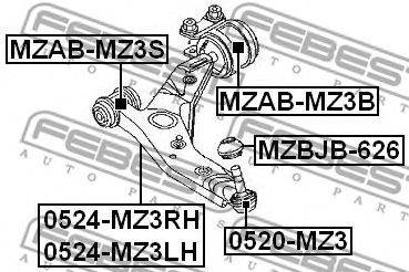 FEBEST 0520-MZ3 - Lengőkar gömbfej MAZDA