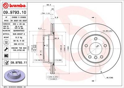 BREMBO 09.9793.11 - féktárcsa BMW BMW (BRILLIANCE)
