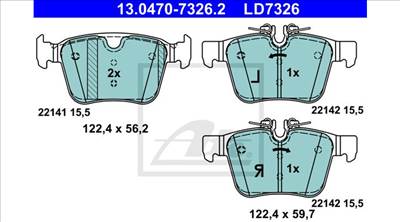 ATE Fékbetét, hátsó 320 mm, 17" - 340 mm, 18" (Kerámia bevonatos) 32287446, 32379535