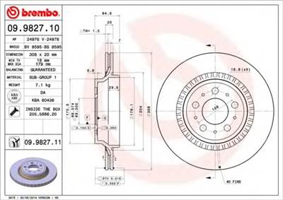 BREMBO 09.9827.11 - féktárcsa VOLVO VOLVO ASIA