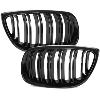BMW 3 E92 E93 06-10 vese hûtőrács díszrács bal  jobb komplett BLACK GLOSSY DOUBLE BAR