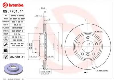 BREMBO 09.7701.11 - féktárcsa BMW BMW (BRILLIANCE)