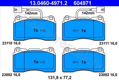 fékbetétkészlet, tárcsafék - 166, KAPPA, 159, GIULIETTA, BRERA, SPIDER - 13.0460-4971.2, 13.0460-4971.2 -  - ATE Egyéb 0460-4971