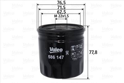 VALEO 586147 - olajszűrő CITROËN FORD FORD AUSTRALIA LAND ROVER PEUGEOT