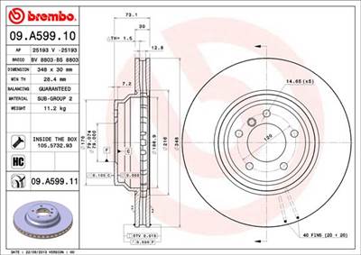 BREMBO 09.A599.11 - féktárcsa BMW