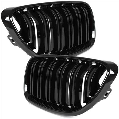 BMW 2 F23 2014- vese hûtőrács bal  jobb szett BLACK GLOSSY DOUBLE BAR