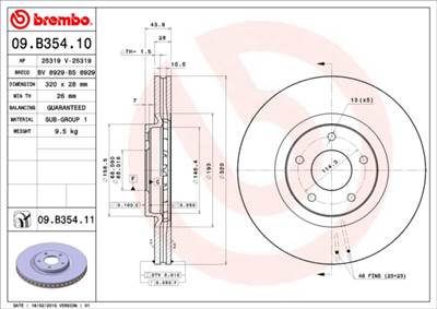 BREMBO 09.B354.11 - féktárcsa NISSAN RENAULT